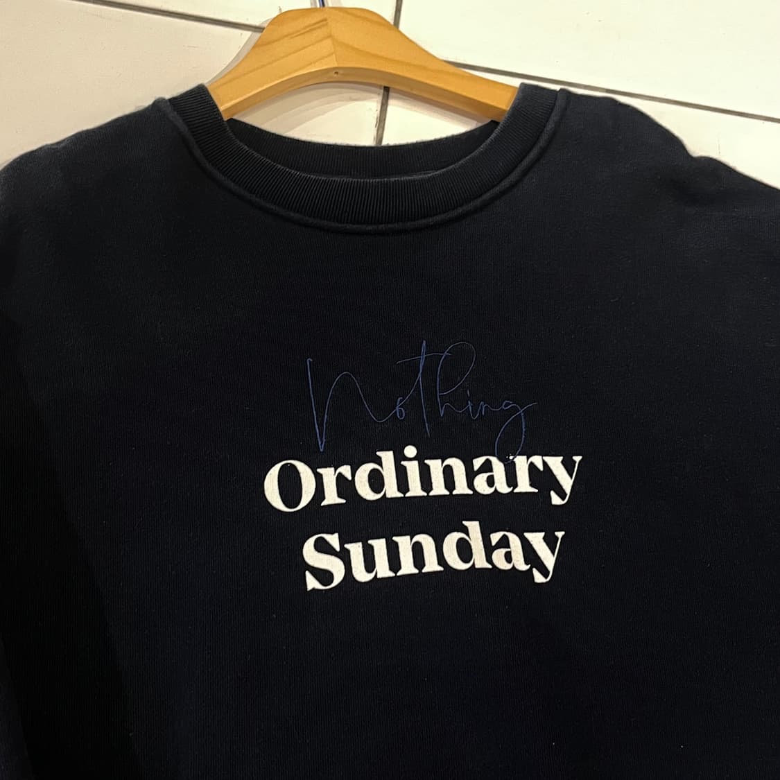 NOS7 투톤 로고 스웻셔츠 네이비 상품이미지2