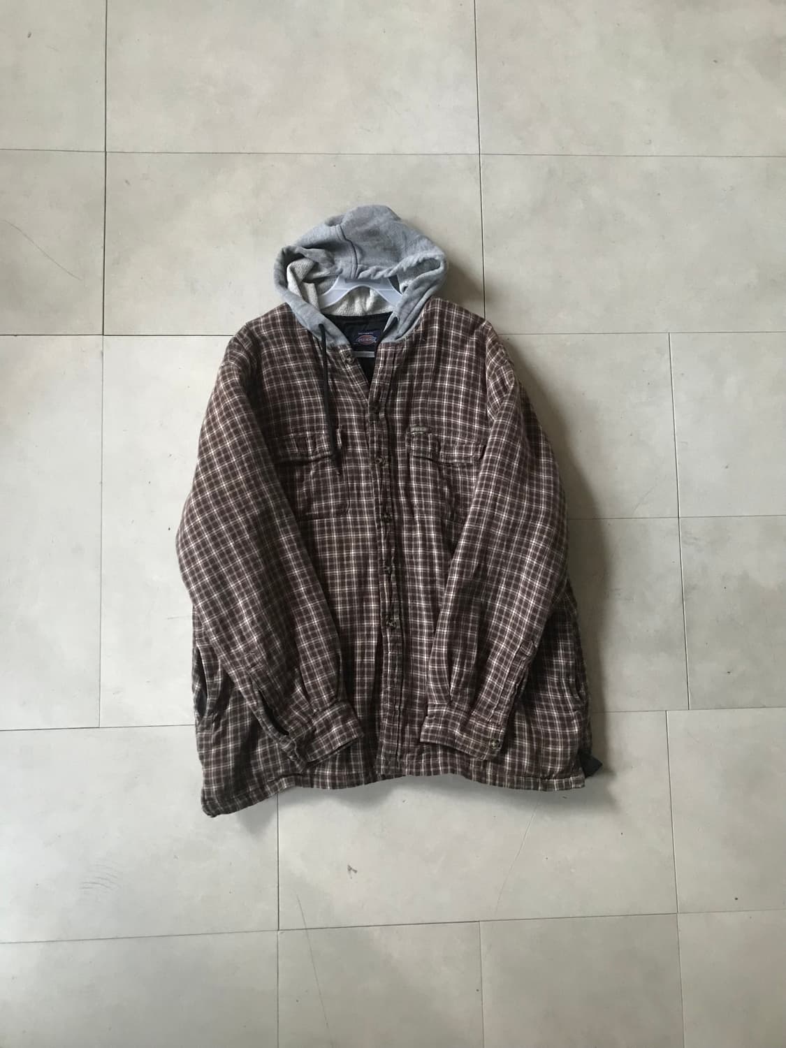 디키즈 00s 브라운 누빔 레이어드 체크셔츠 상품이미지6