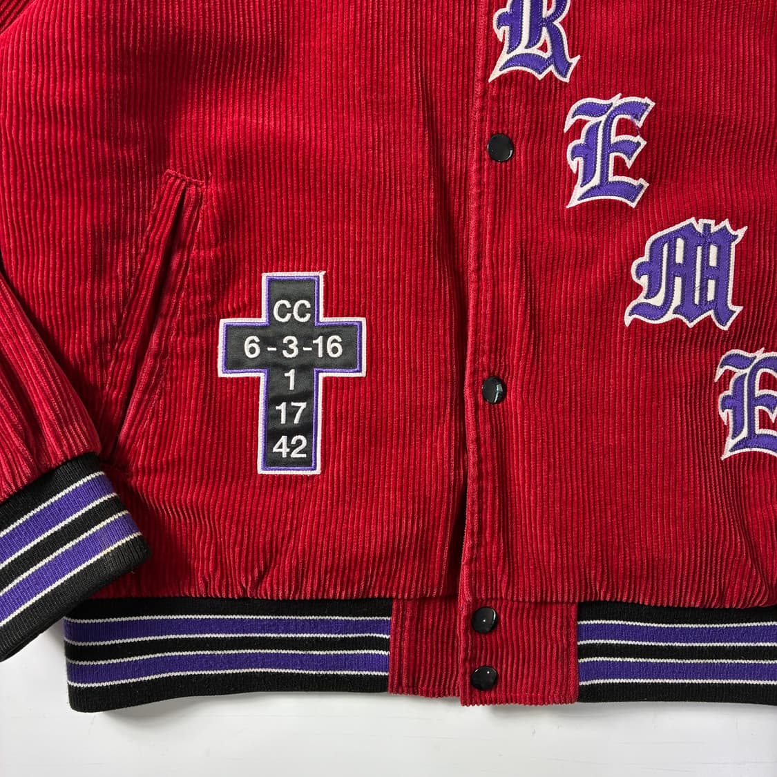 Supreme 슈프림 18F/W 올드 잉글리쉬 코듀로이 바시티 자켓 상품이미지4