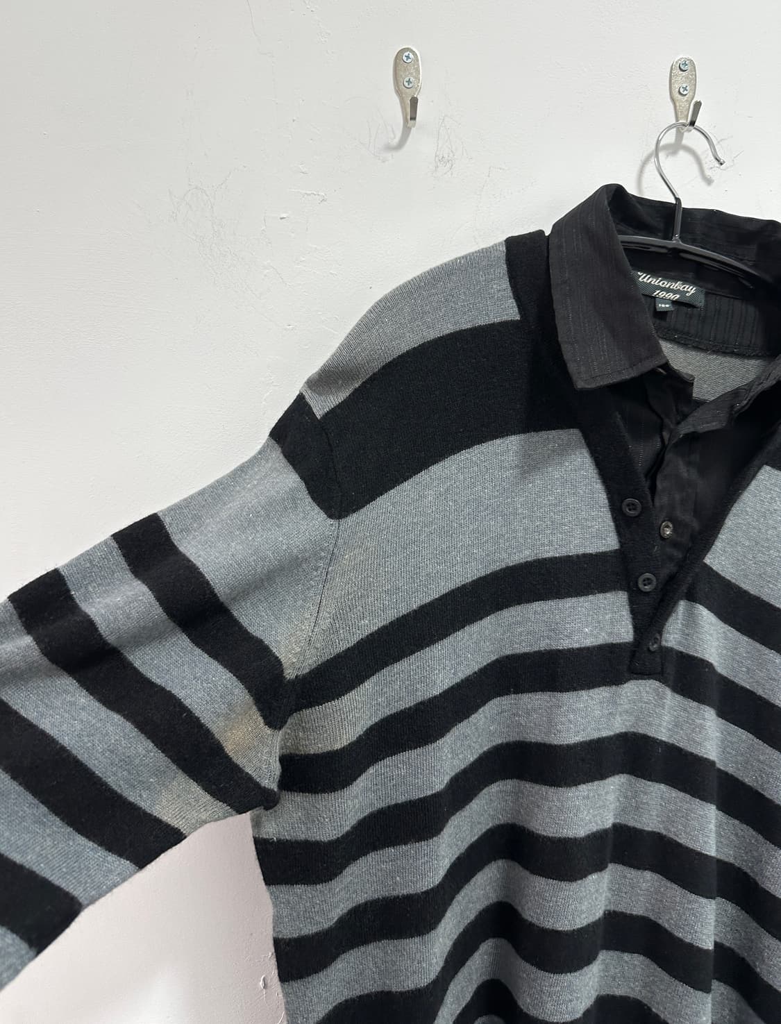 Vintage fake shirts layered knit 상품이미지4