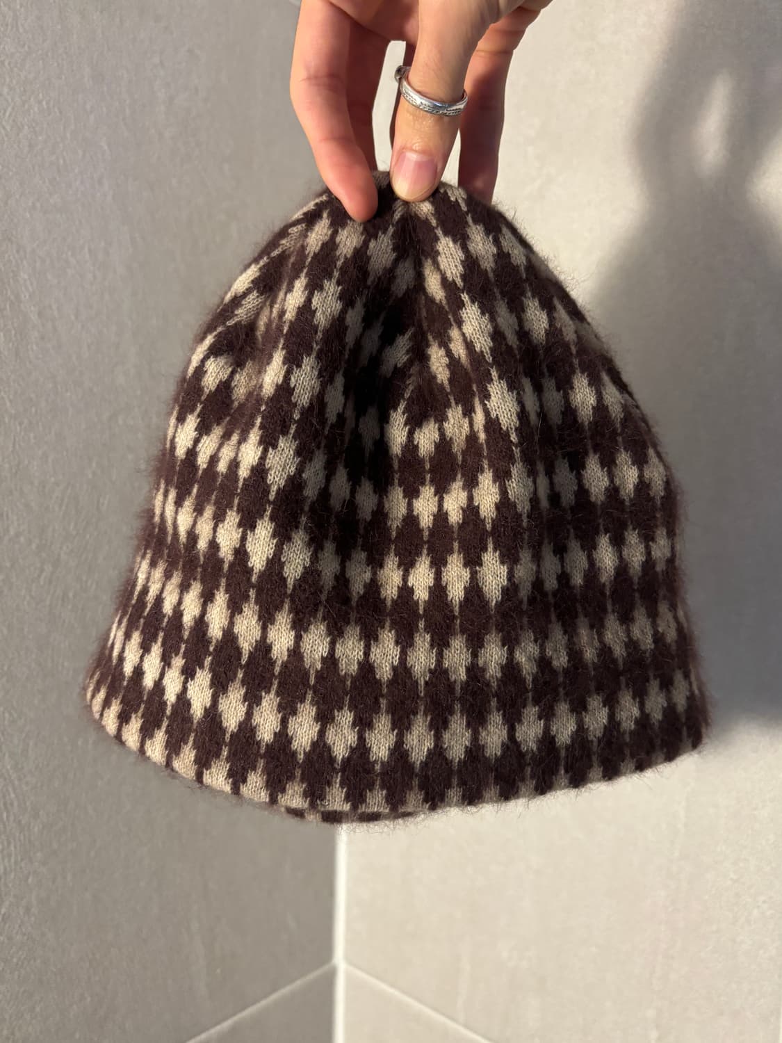 Ca4la 앙고라 체크 비니 상품이미지1