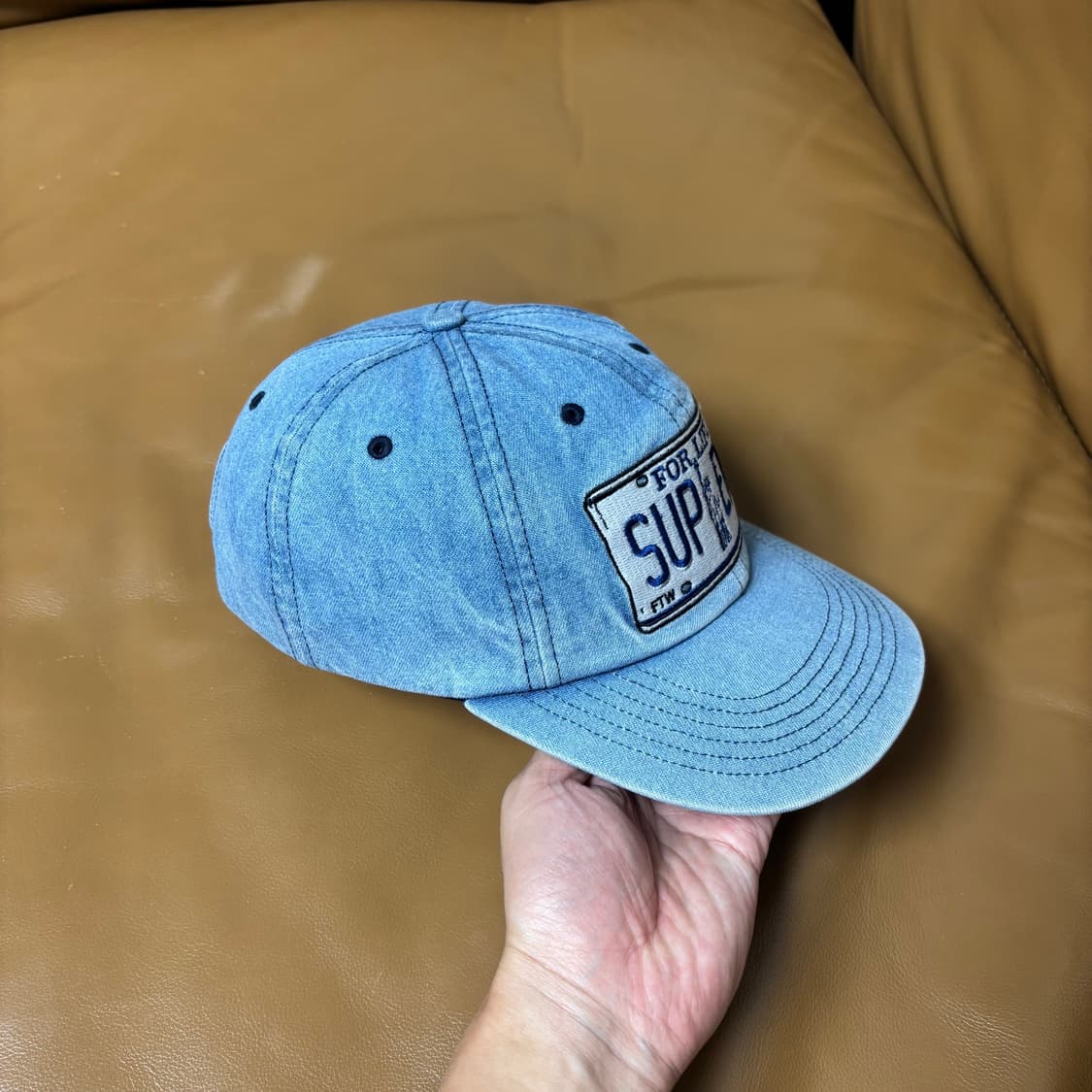 Supreme 슈프림 라이센스 플레이트 워시드 데님 6패널 볼캡 모자 상품이미지3