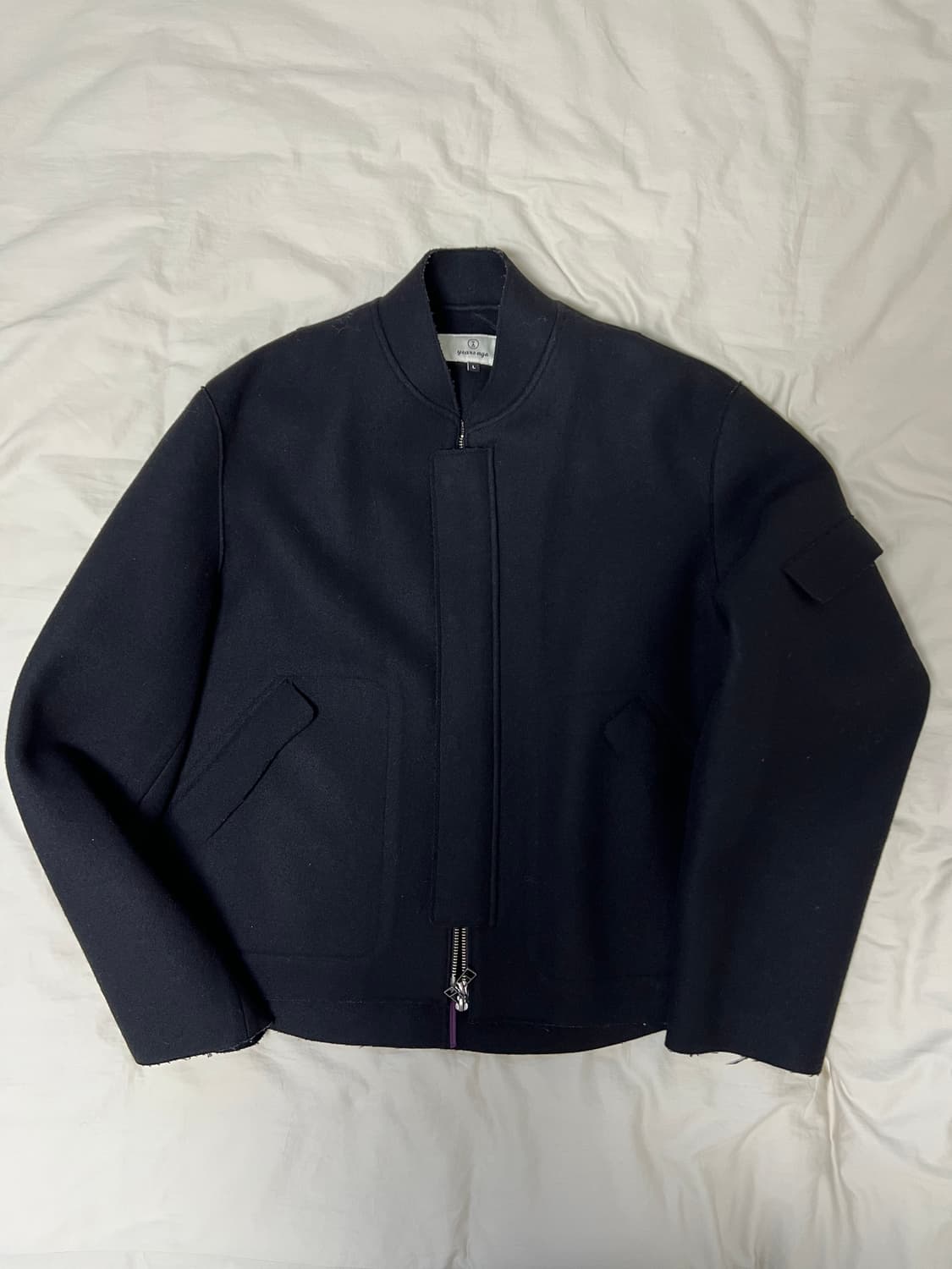 이얼즈어고 컷아웃 멜톤울 블루종 L 상품이미지6