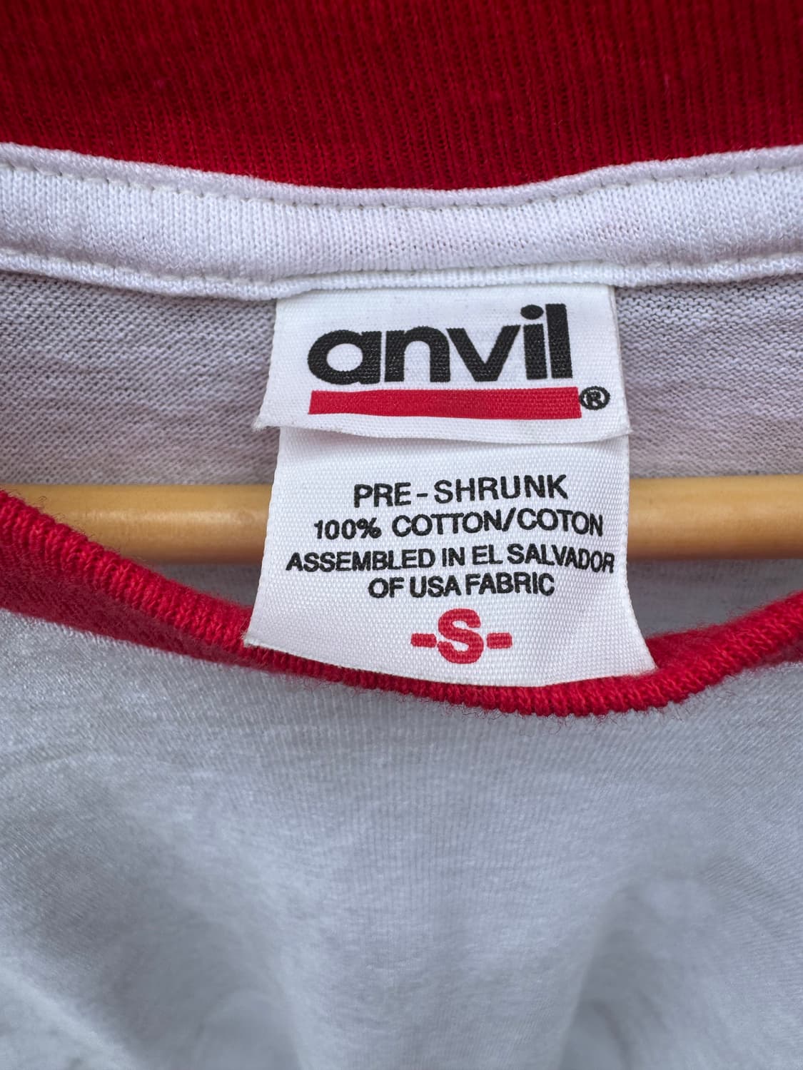 빈티지 anvil 무지 반팔 링거 티셔츠 S 상품이미지4