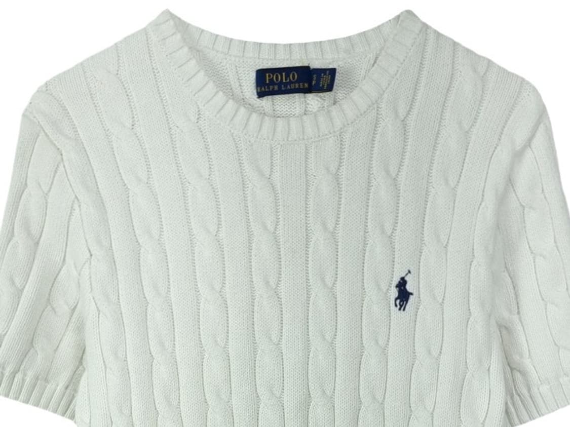 [폴로 랄프로렌] 포니 로고 자수 케이블 반팔 니트 아이보리 M19613 상품이미지4