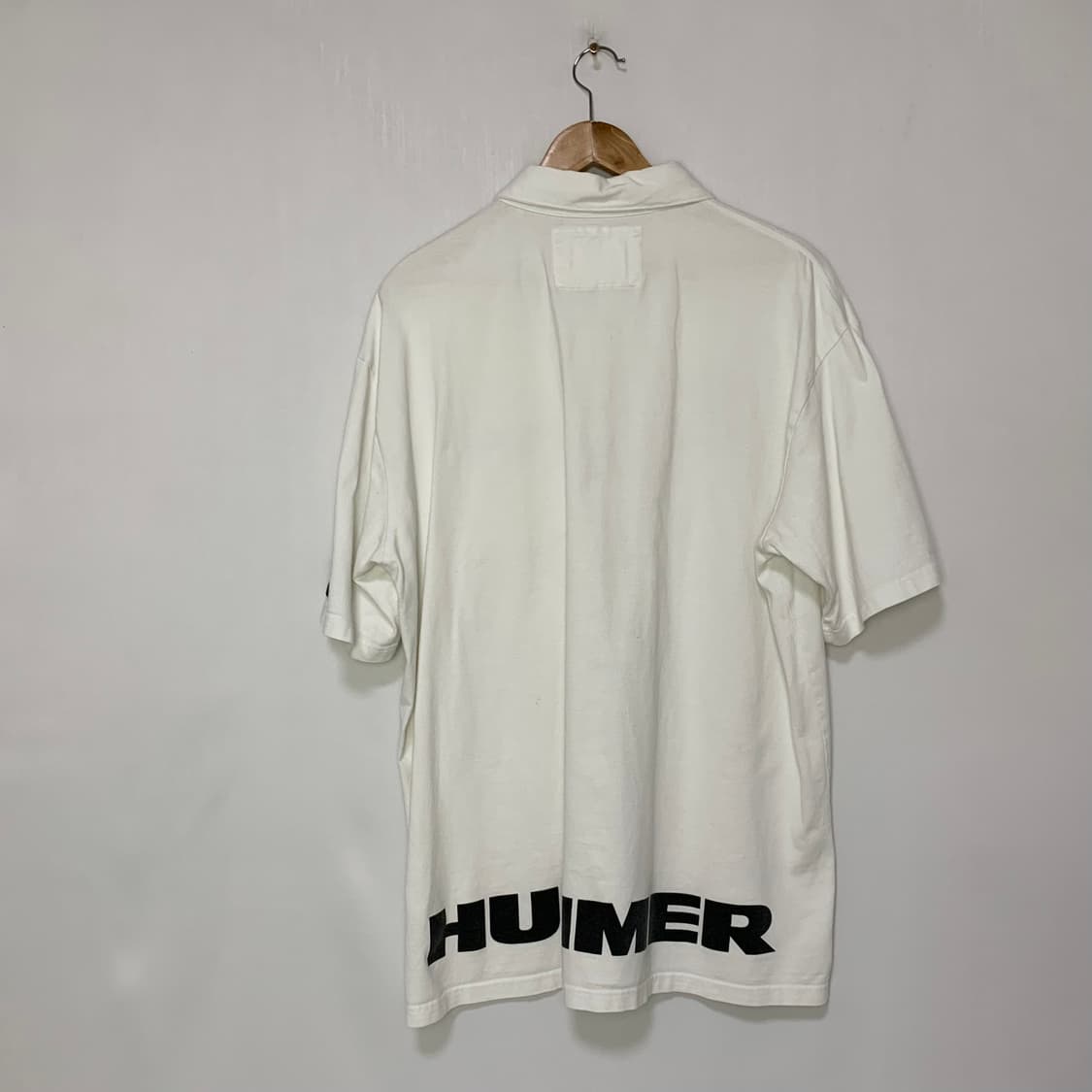 HUMMER 험머 사선 지퍼 디테일 반팔 카라 티셔츠 아이보리 00s 상품이미지5