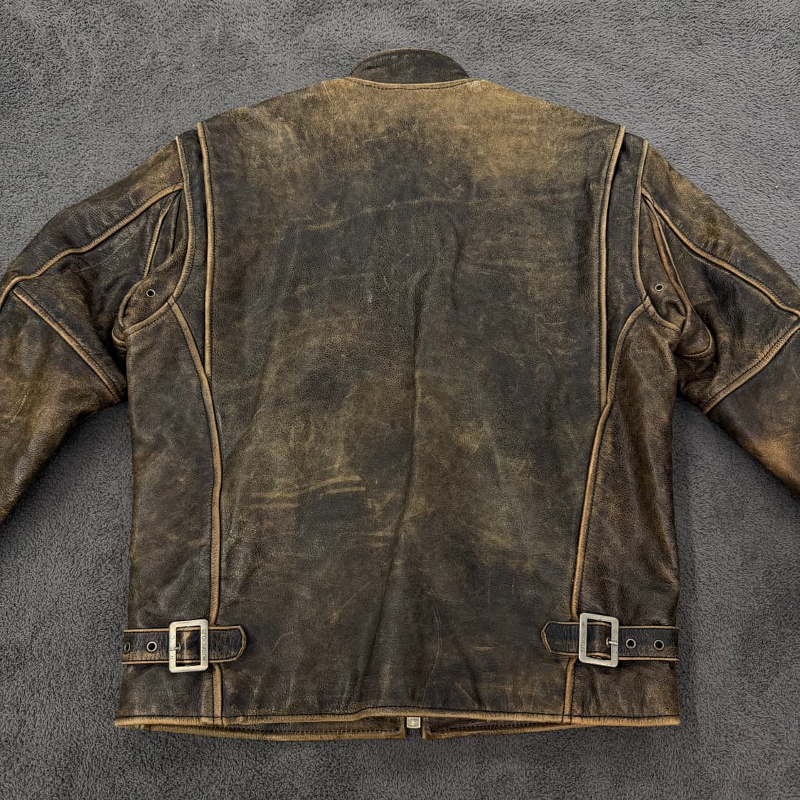 [정품/L] R.B.C 빈티지 워시드 싱글 라이더 소가죽 레더 자켓 상품이미지4