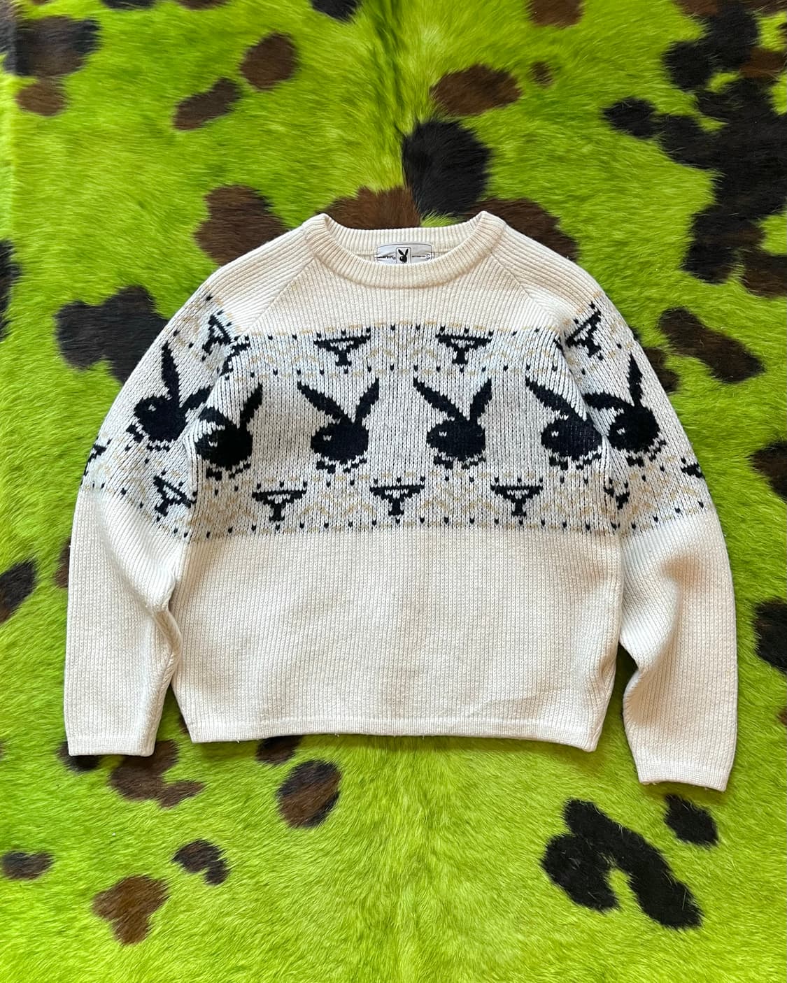 1990s Playboy Bunny Pattern Wool Sweater 상품이미지4