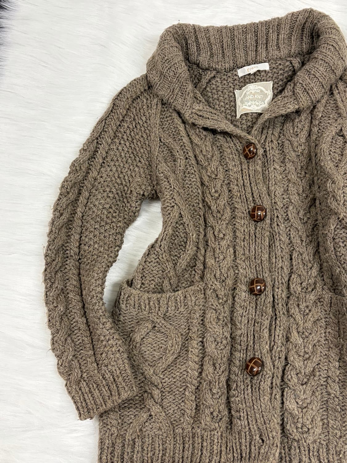 라떼갸루 니트 원피스 꽈배기 가디건 겨울 모리걸 사와코 상품이미지2