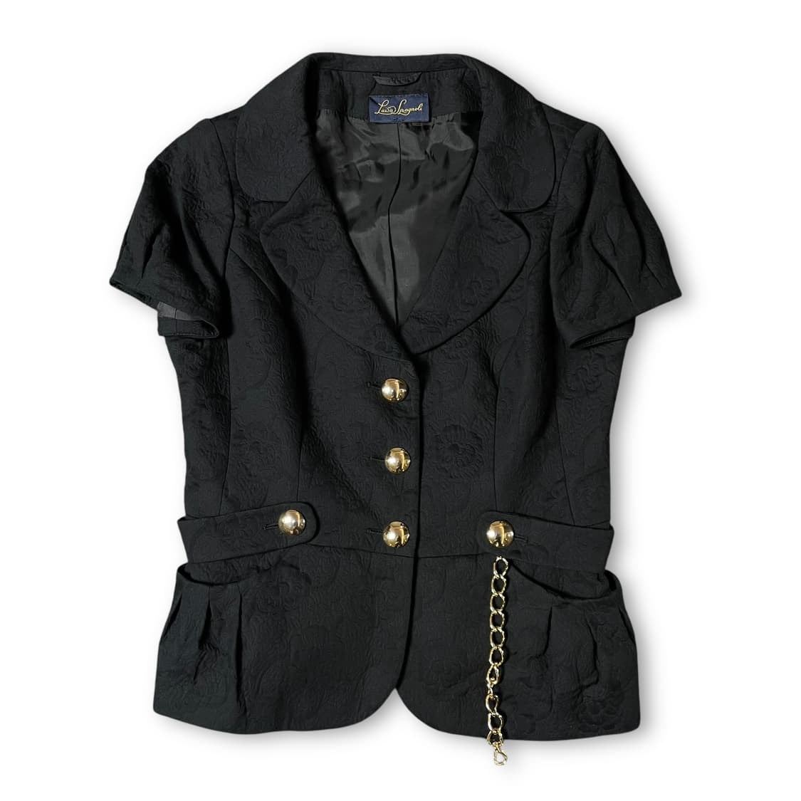 루이사스파그놀리 블랙 플라워패턴 골드체인 반팔 자켓 상품이미지1