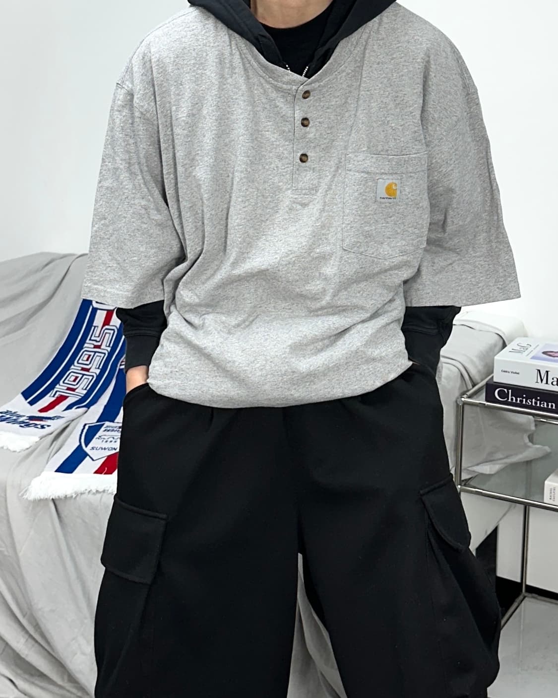칼하트 헨리넥 포켓 그레이 반팔 상품이미지1