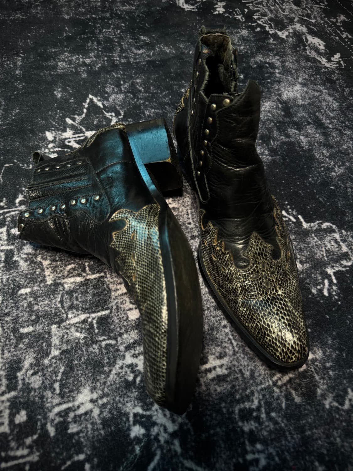 00s Mode Snake Skin Stud Boots 상품이미지1