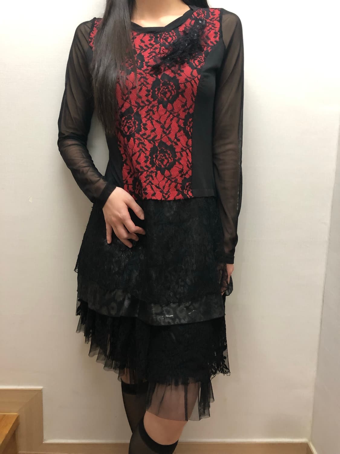 빈티지 블랙 시스루 탑 상품이미지2