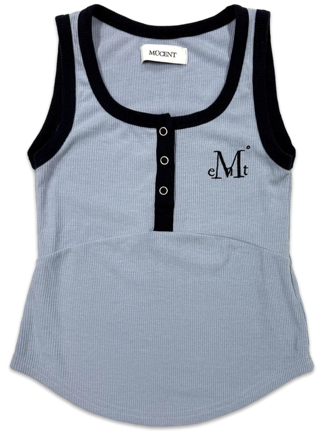 빈티지 MUCENT 컬러팝 배색 버튼 크롭 슬리브리스 상품이미지2