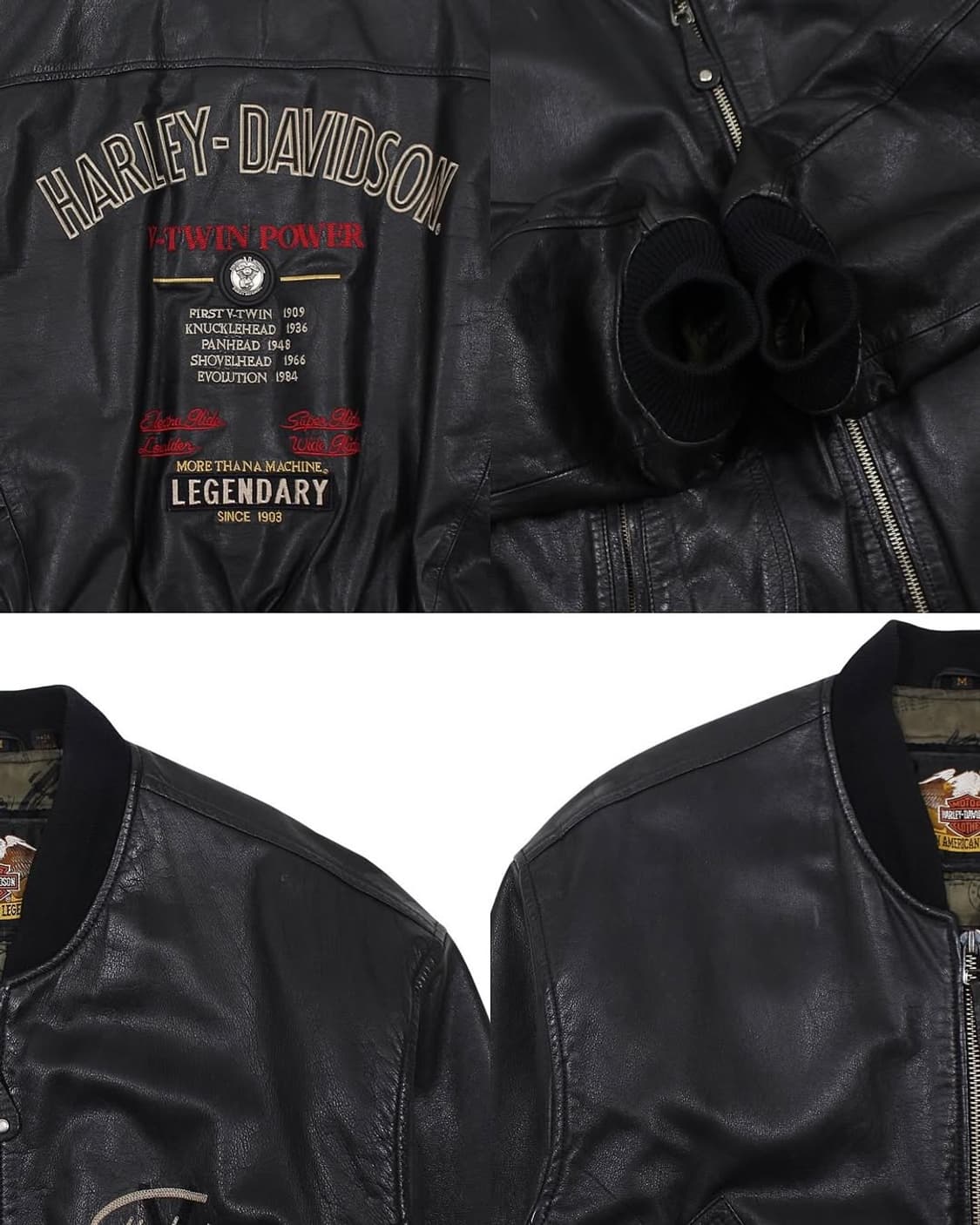 1990s 할리데이비슨 V-Twin Power 레더 자켓 빈티지 가죽 상품이미지6