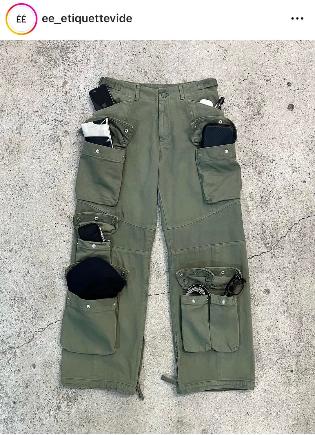 누마레 EE 가먼츠 다이드 유틸리티 팬츠 / 카키 상품이미지1