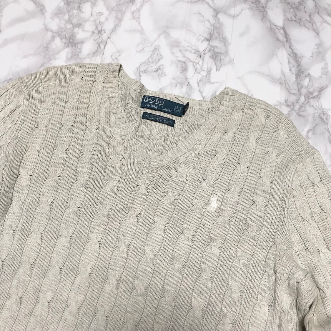 폴로 랄프로렌 니트 꽈배기 브이넥 상품이미지2
