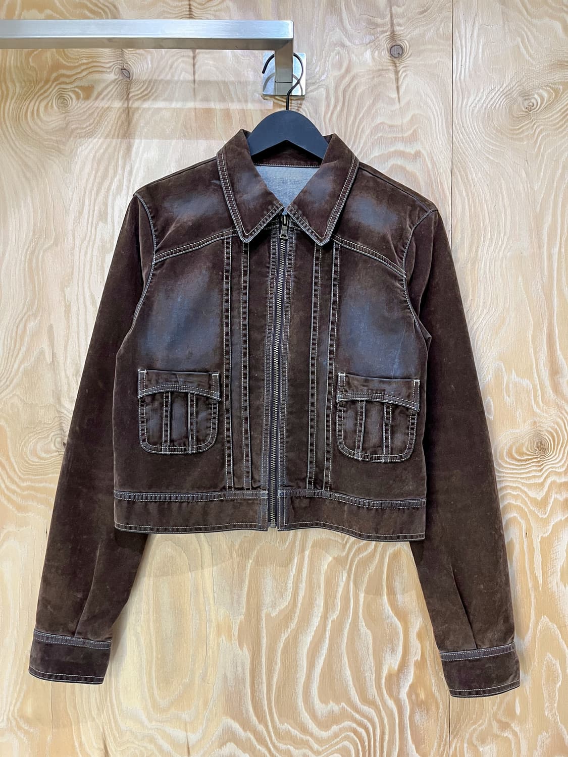 게스 Y2K 블루 코어 벨루어 집 자켓 상품이미지1