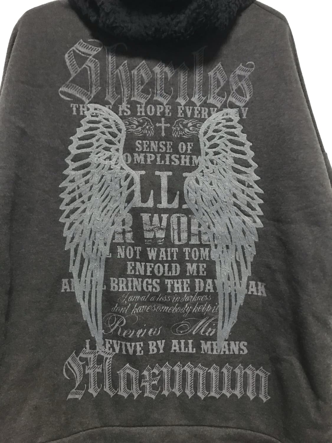 빈티지 펑크 날개 프린팅 스터드 후드 롱슬리브 탑 상품이미지6