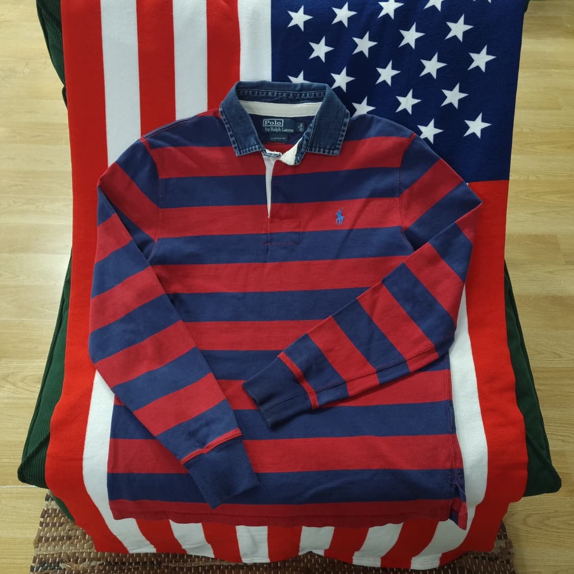 폴로 랄프로렌 스트라이프 럭비 청카라 티셔츠 남녀공용 치프키프 상품이미지2