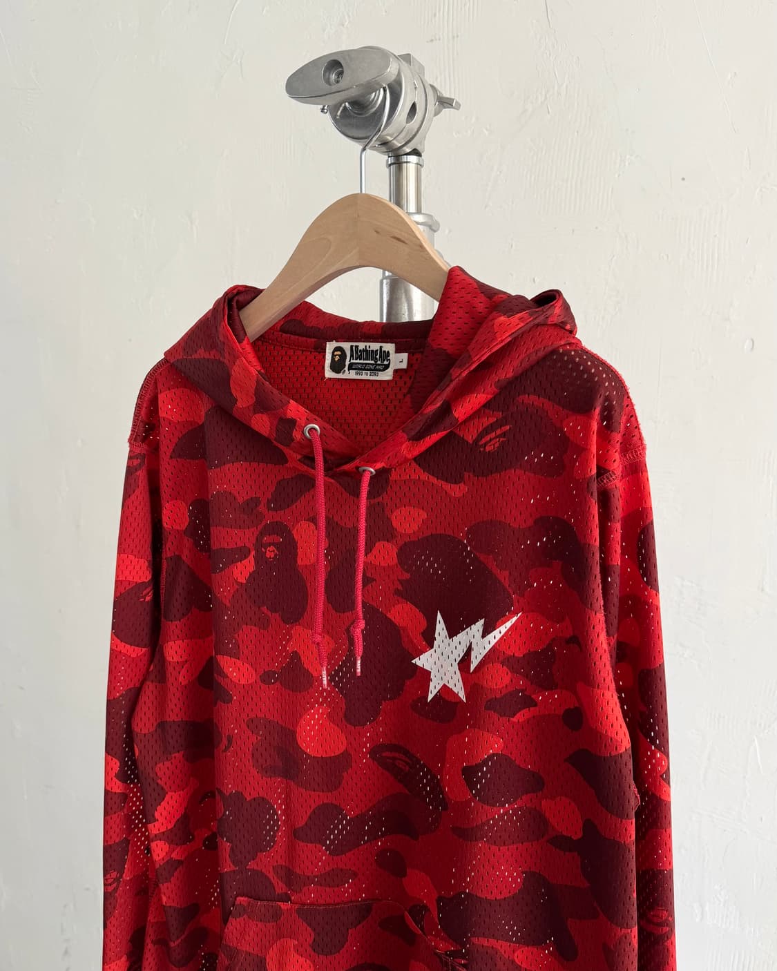 Bape 베이프 레드 카모 메쉬 후드티 상품이미지5