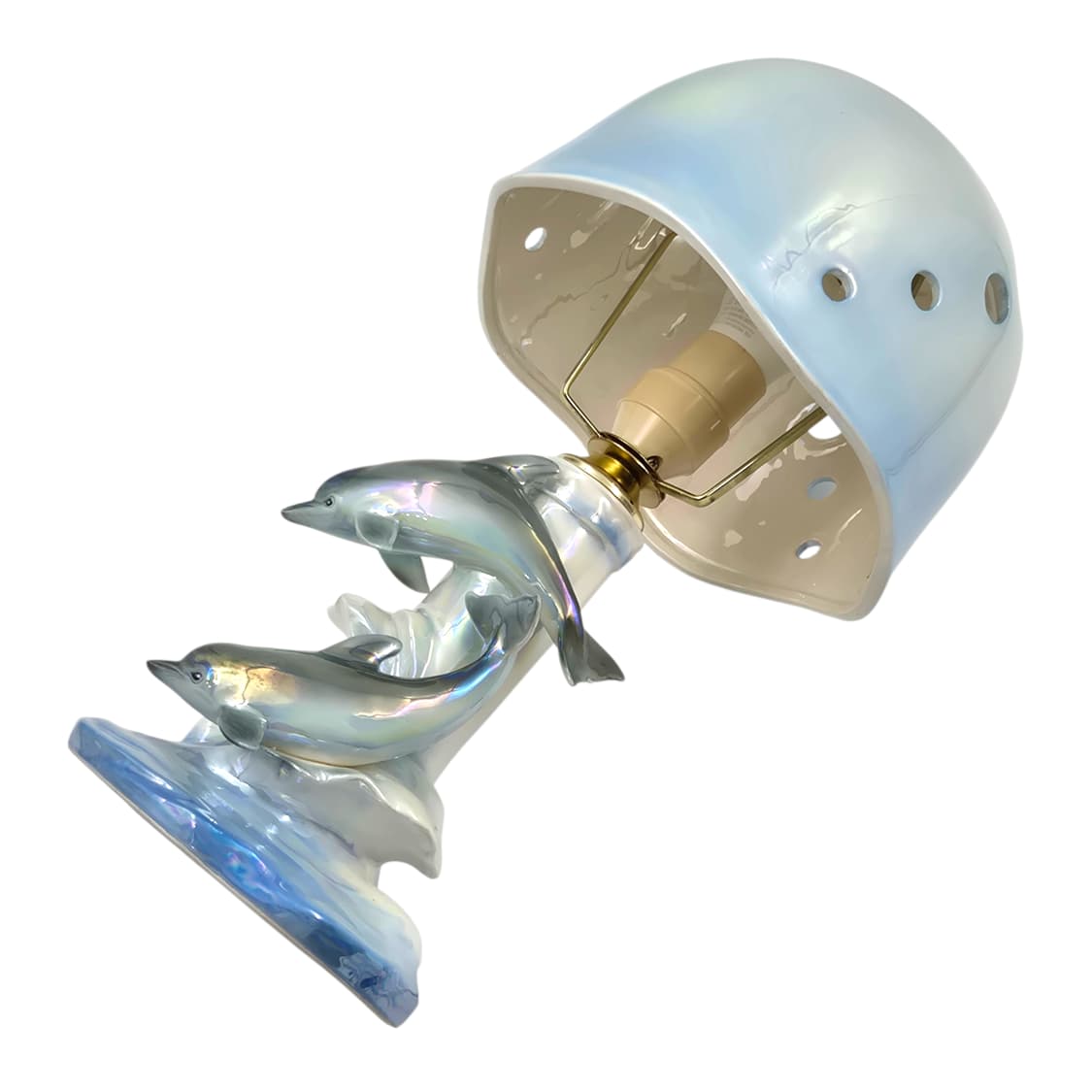 80s 가토 공예 도자기 돌고래 오로라 스탠드 램프 상품이미지5
