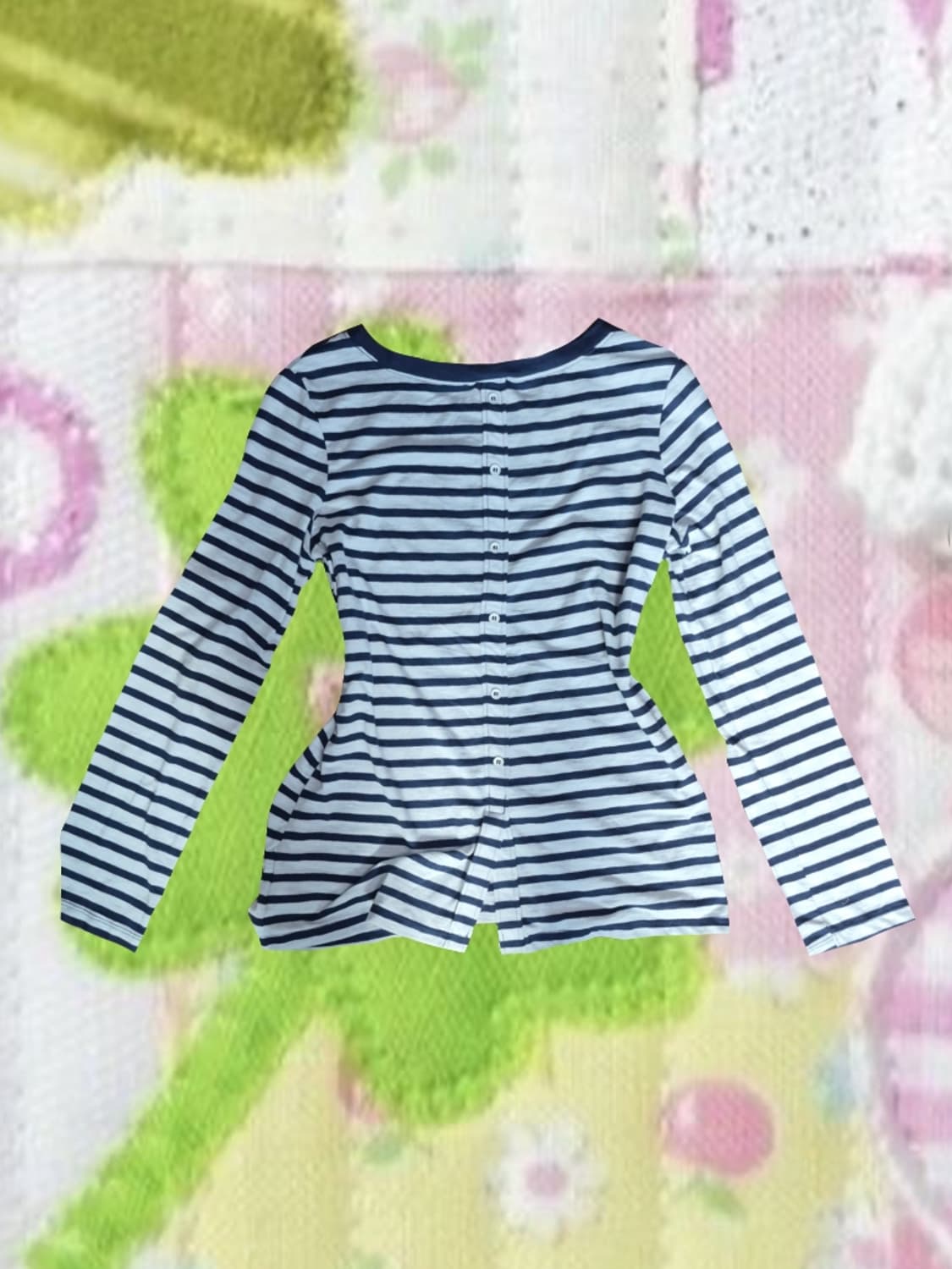 모리걸 빈티지 단가라 단추 바선생 스트라이프 긴팔 티셔츠 롱슬리브 상품이미지2