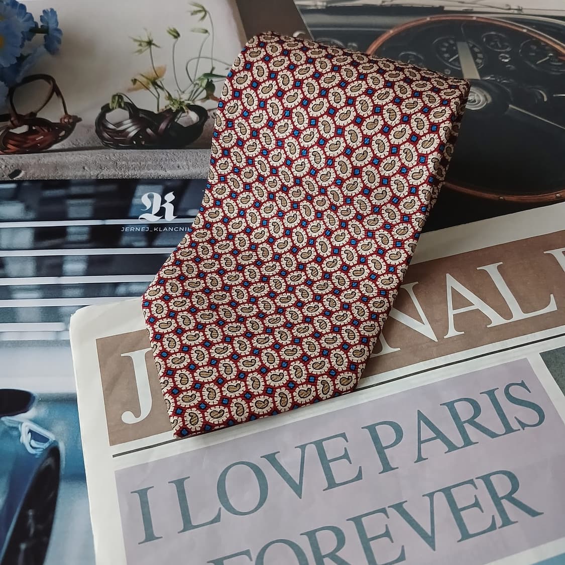 니나리치 실크 레드 패턴 넥타이 9.7cm A+등급 A19312
 상품이미지4