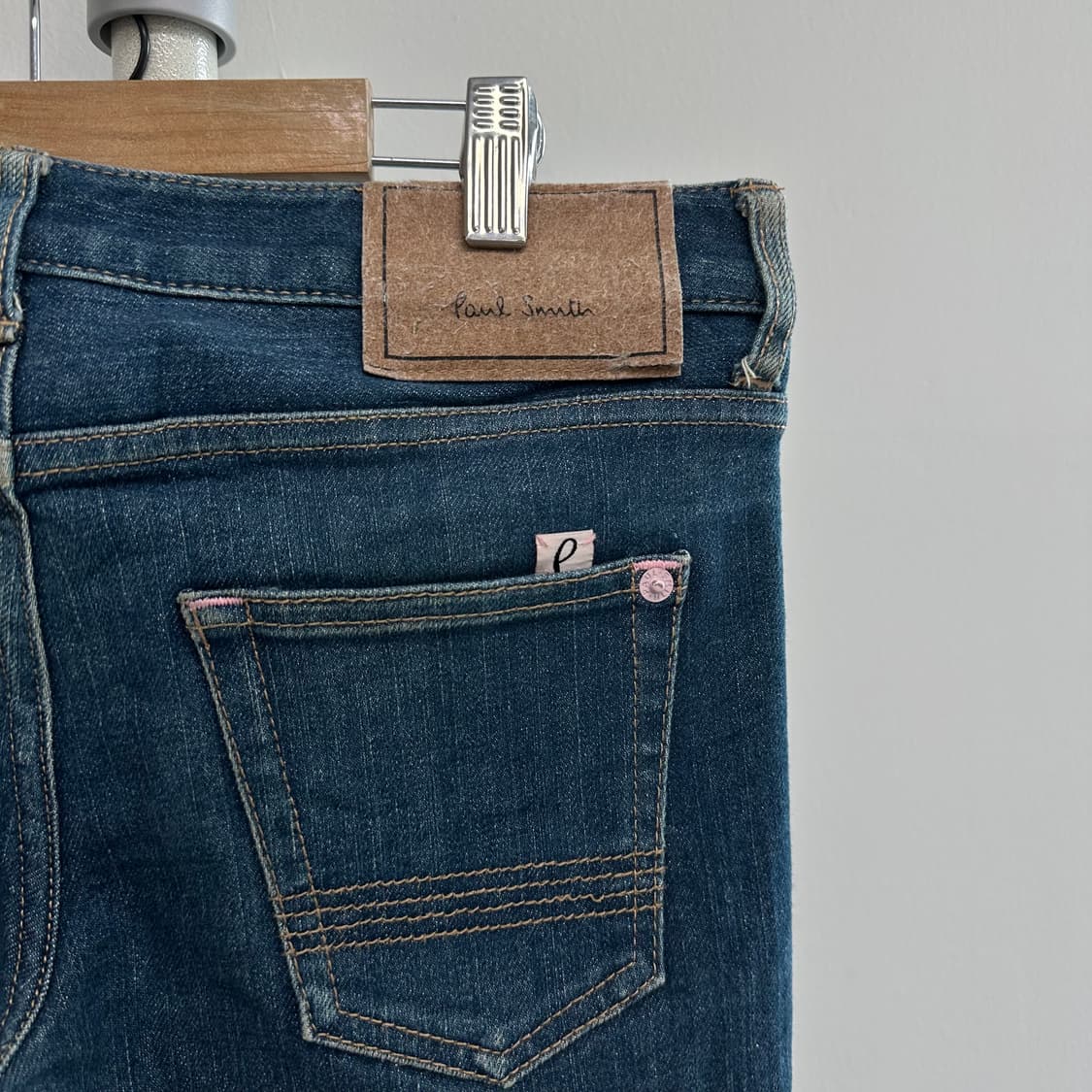 폴스미스 핑크스티치 자수 로고 크롭진 청바지 상품이미지7