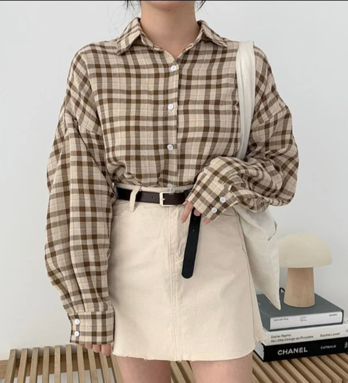 빈티지 오버핏 브라운 체크 셔츠  상품이미지1