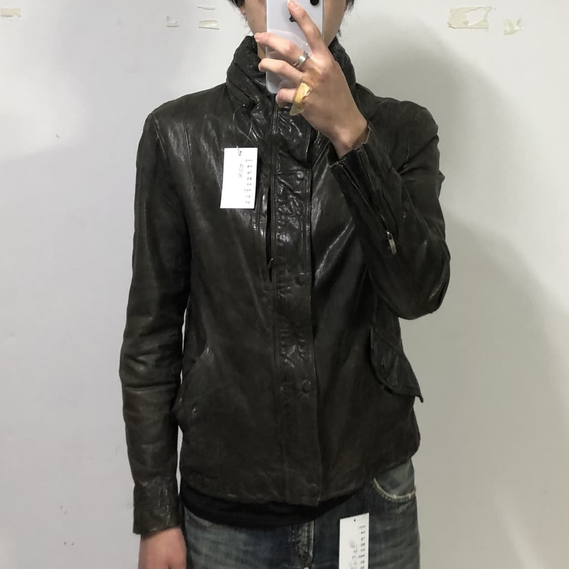 솔리드옴므 하이넥 램스킨 레더자켓  상품이미지3