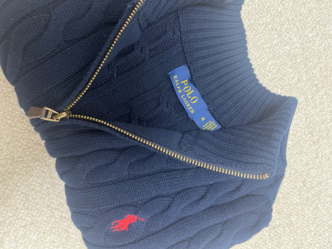 폴로 꽈배기 니트 반집업 상품이미지4