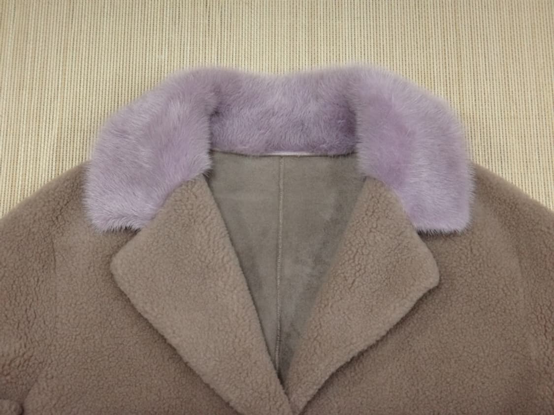 (L/77) 라삐아프 밍크배색 부클 울 코트 상품이미지5