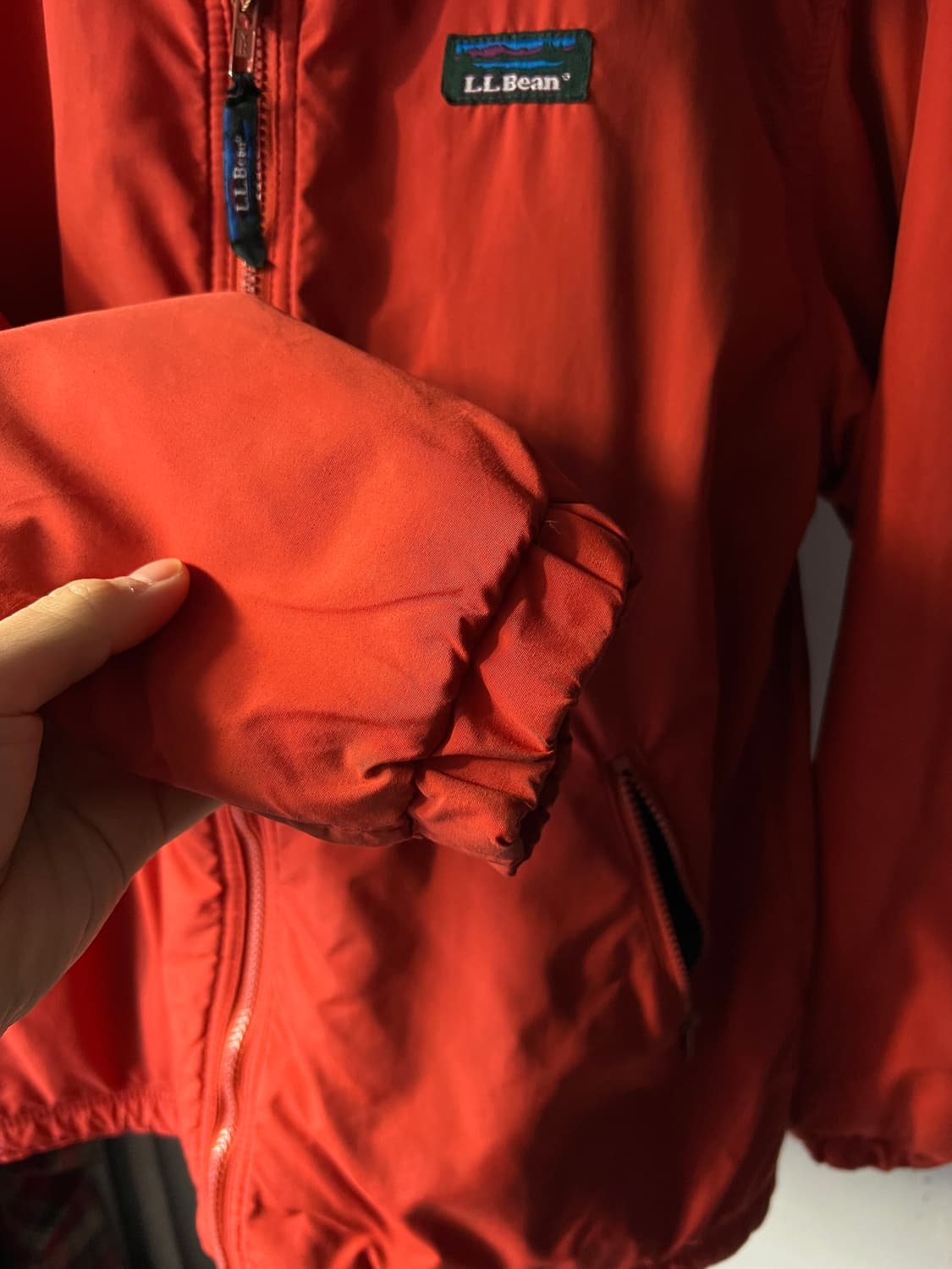 [M]90's 엘엘빈 USA 플리스 라이닝 오렌지 웜업 자켓 상품이미지5