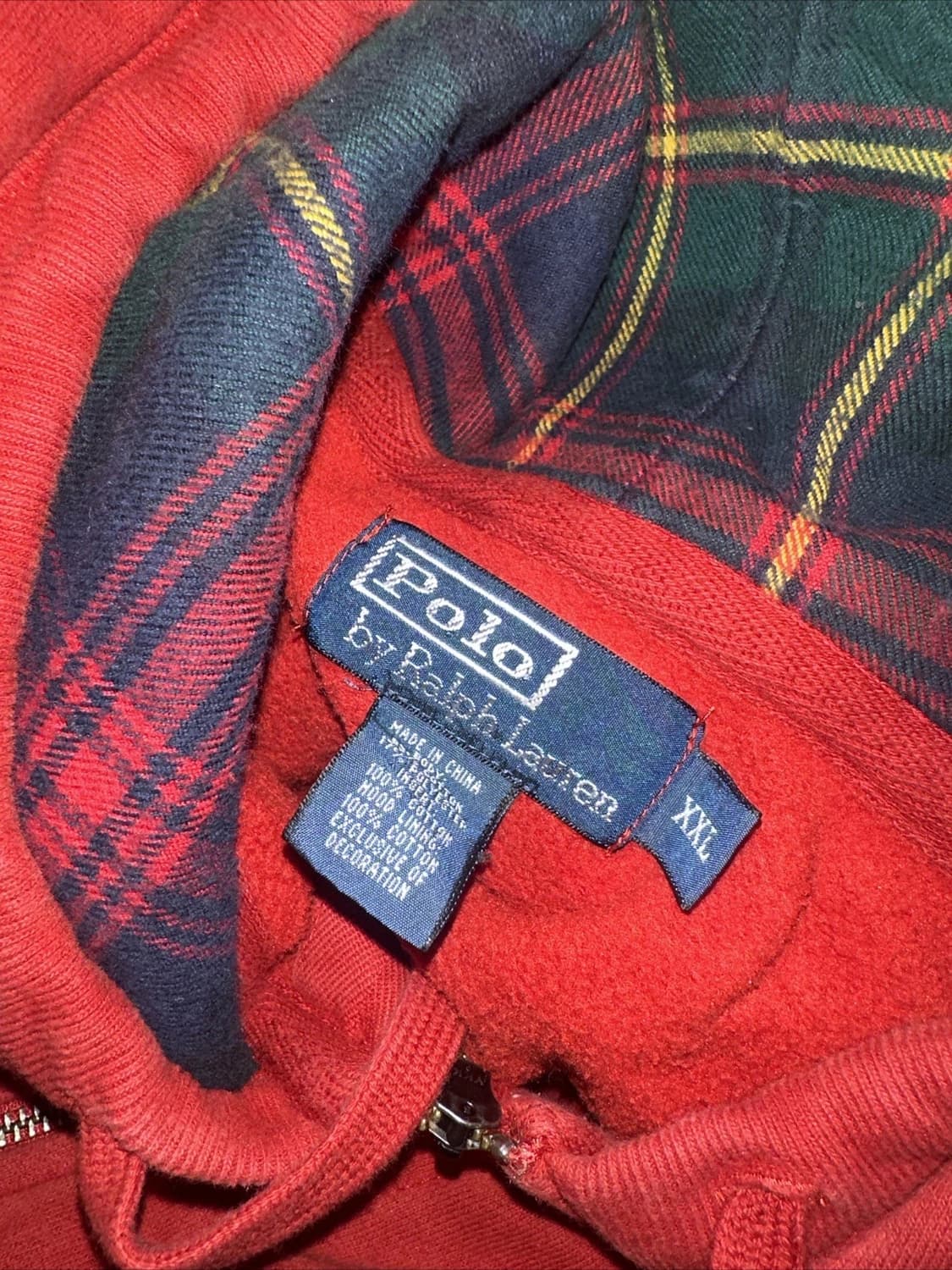폴로 랄프로렌 빅포니 체크 후드집업 레드 상품이미지6