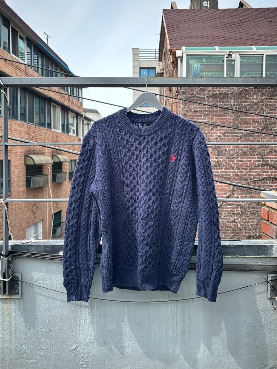 폴로 케이블 니트 네이비 상품이미지1