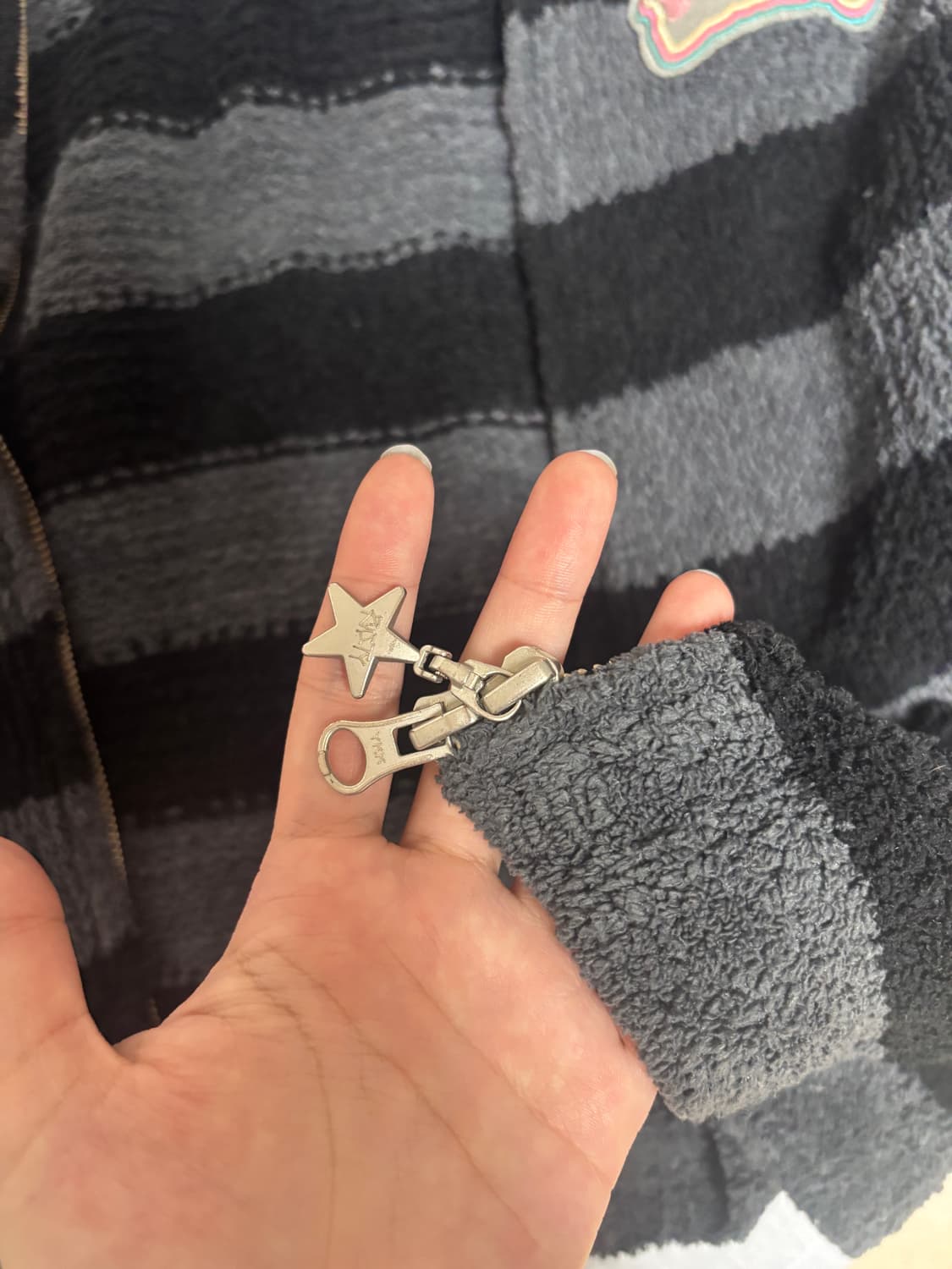 스트라이프 별 후리스 후드집업 자켓 빈티지 니혼진 펑크  상품이미지2