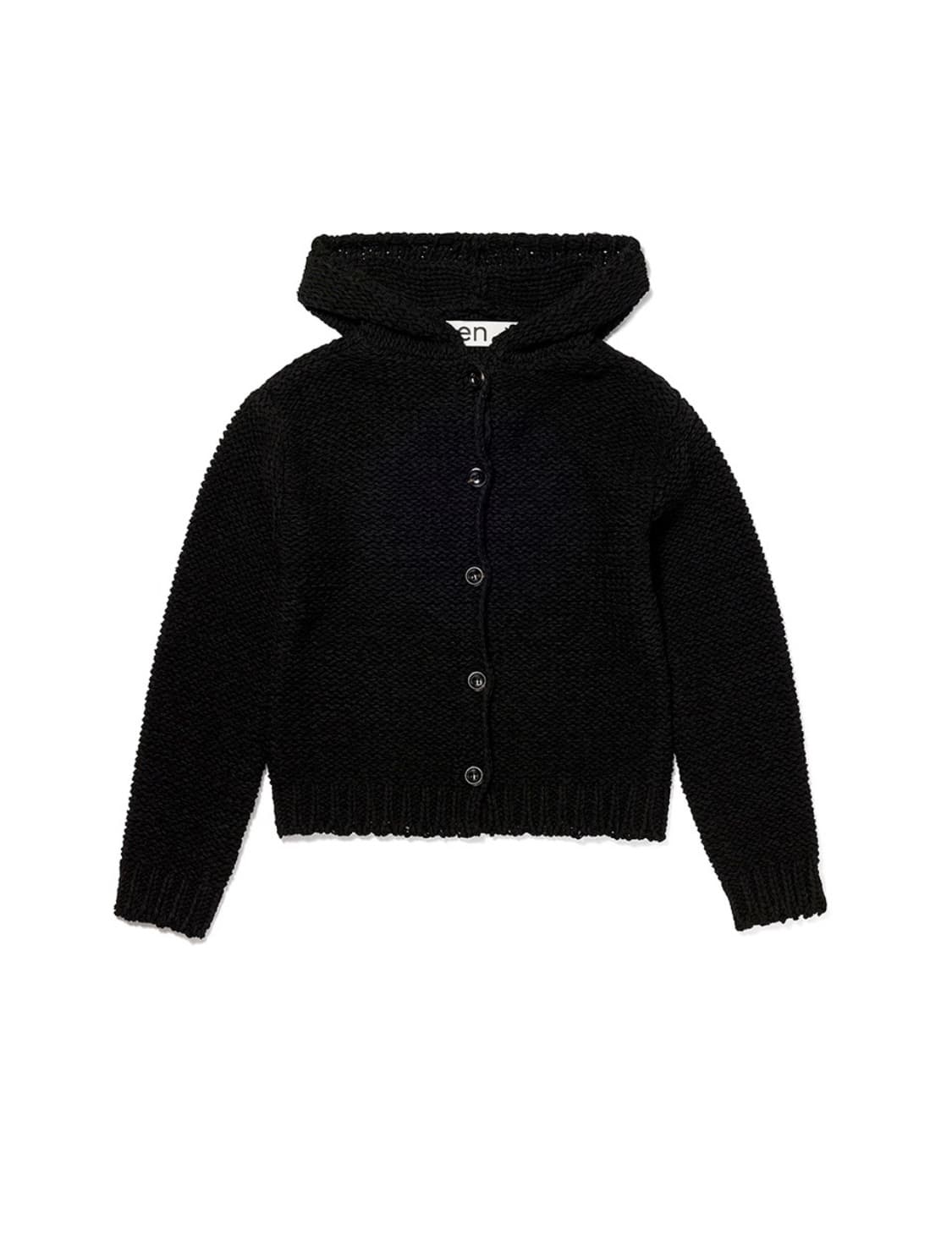 오픈와이와이 HOODED CHUNKY CARDIGAN, BLACK 상품이미지1