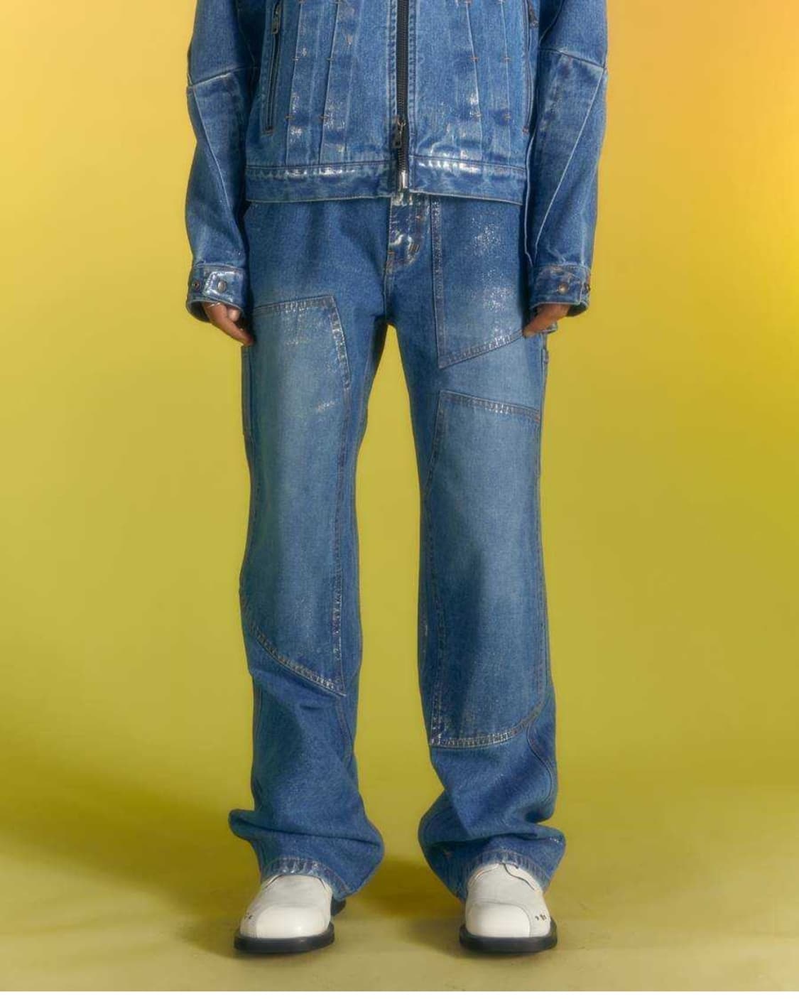 앤더슨벨 왁스 코티드 카펜터 와이드 레그진 32 상품이미지4