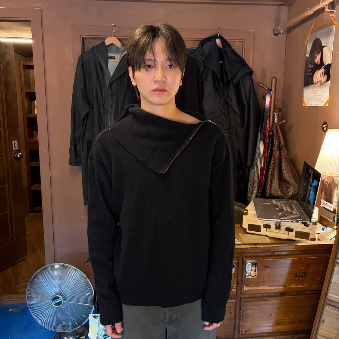 ARMANI EXCHANGE 더블 사이드 넥 집업 울 니트 상품이미지3