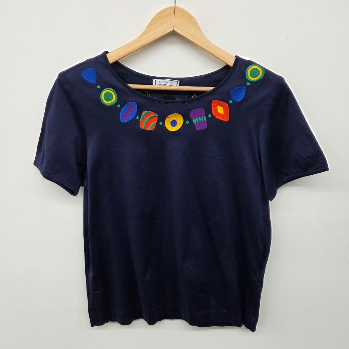 입생로랑 네이비 자수 반팔 티셔츠 여m 상품이미지2