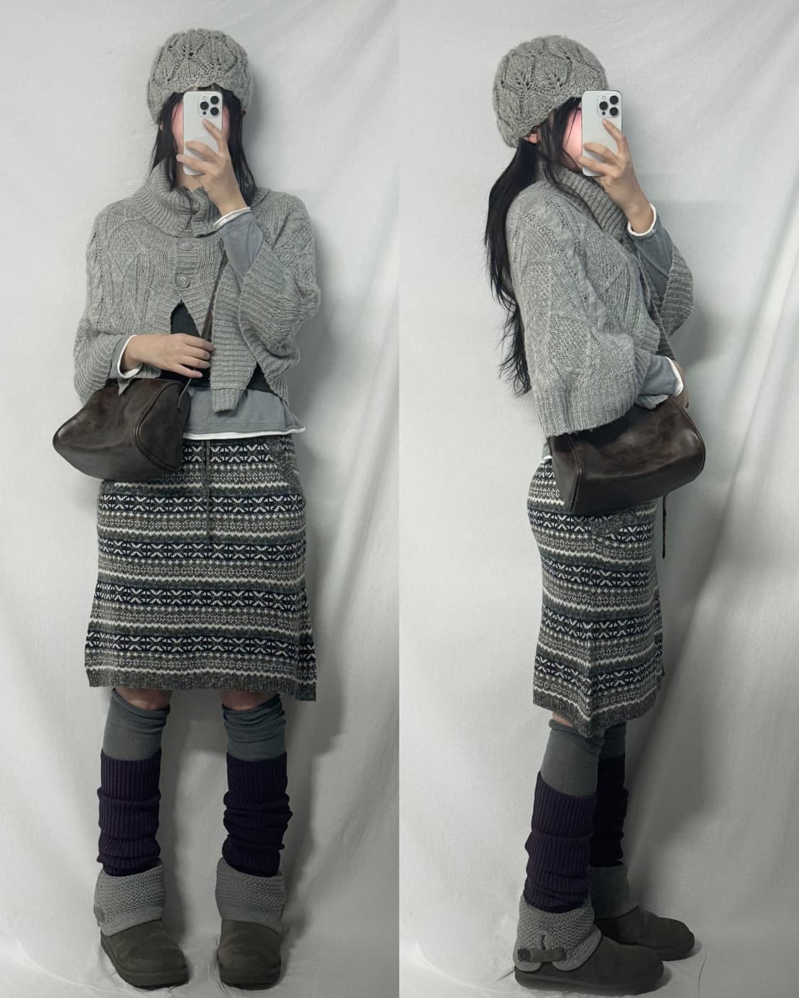 폴딩 케이프 레이어드 탑 니트 스커트 4pcs SET 상품이미지2