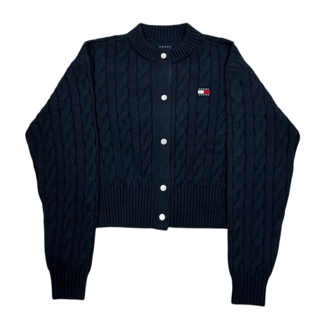 타미힐피거 타미진스 배지 케이블 가디건 네이비 XS 상품이미지1