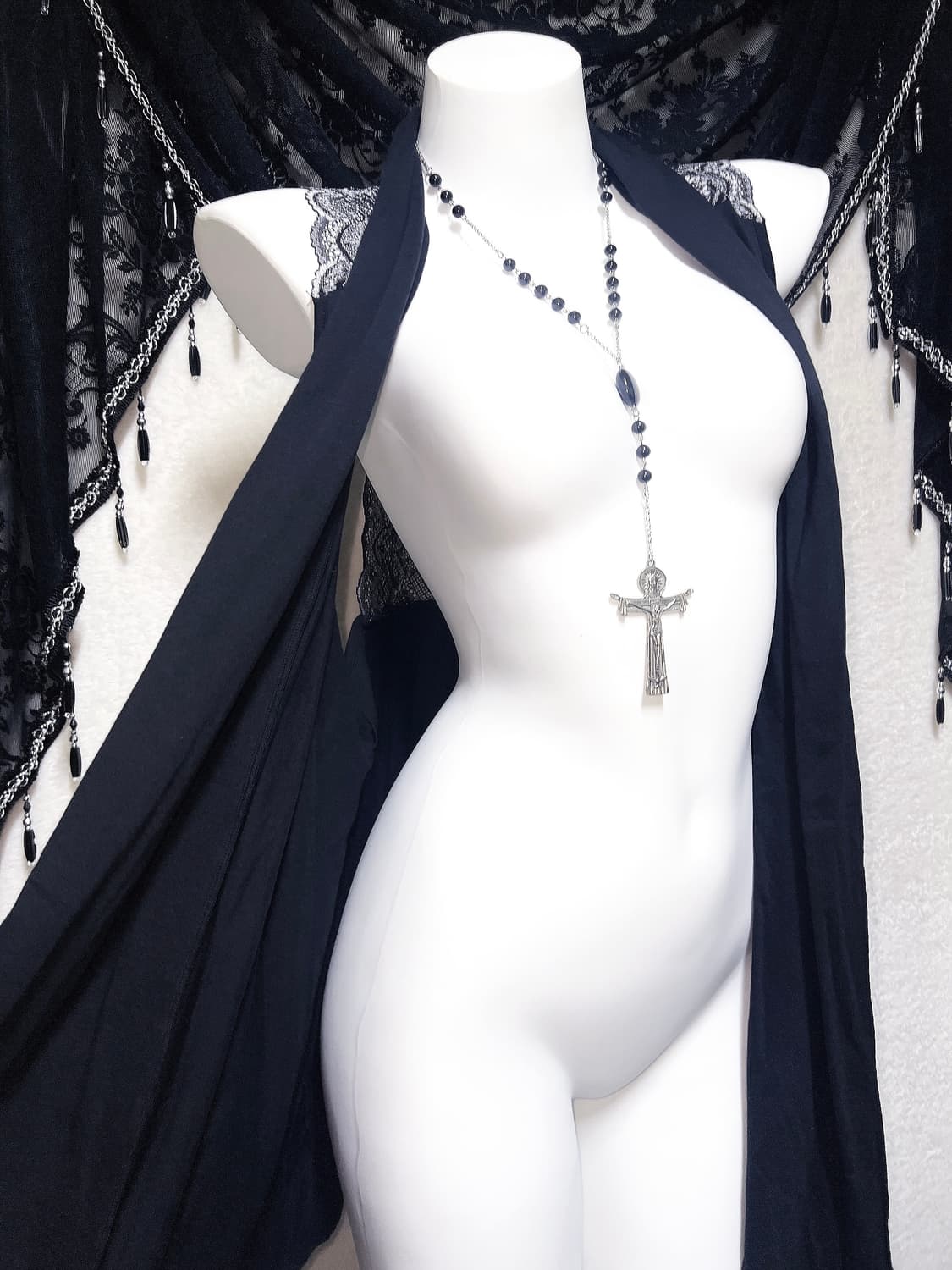 다크페어리 오리엔탈 로맨틱고딕 고스펑크 레이스 로브 핀터 레이어드 베스트 상품이미지5