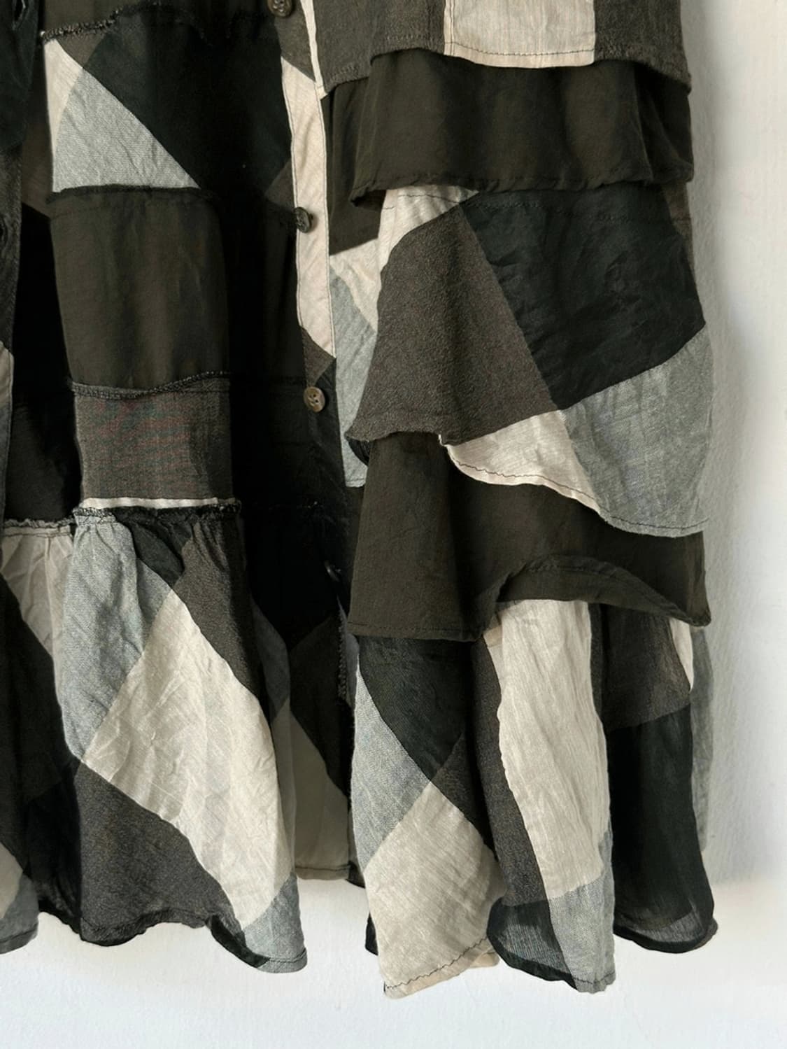 Cotton linen shirred panel design onepie 상품이미지6