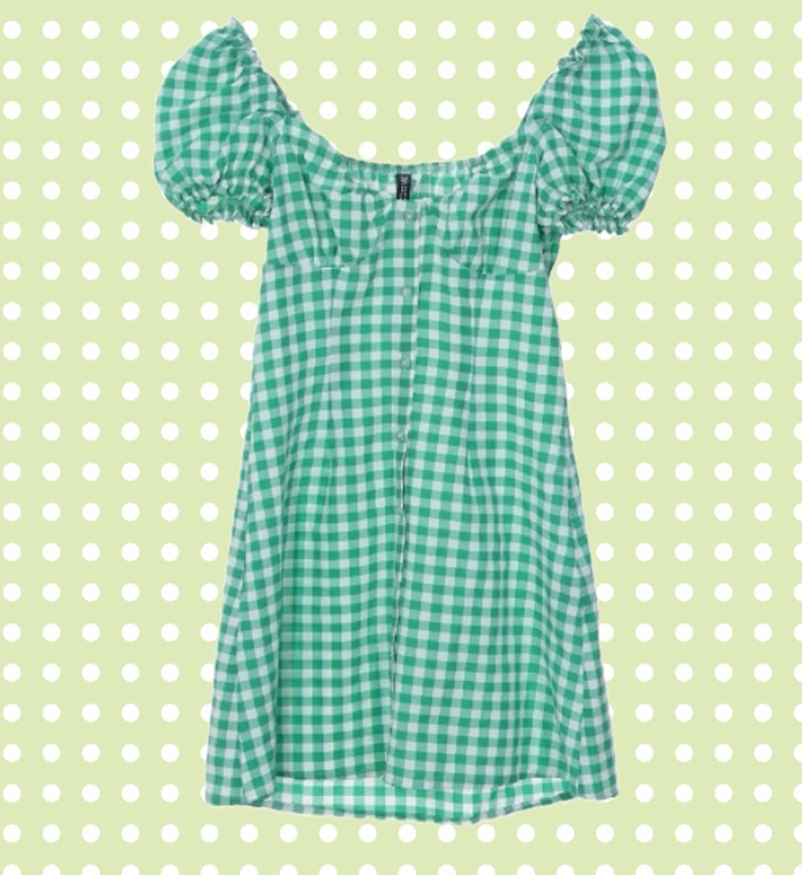 Divided H&M 체크 그린 퍼프 미니원피스 상품이미지1