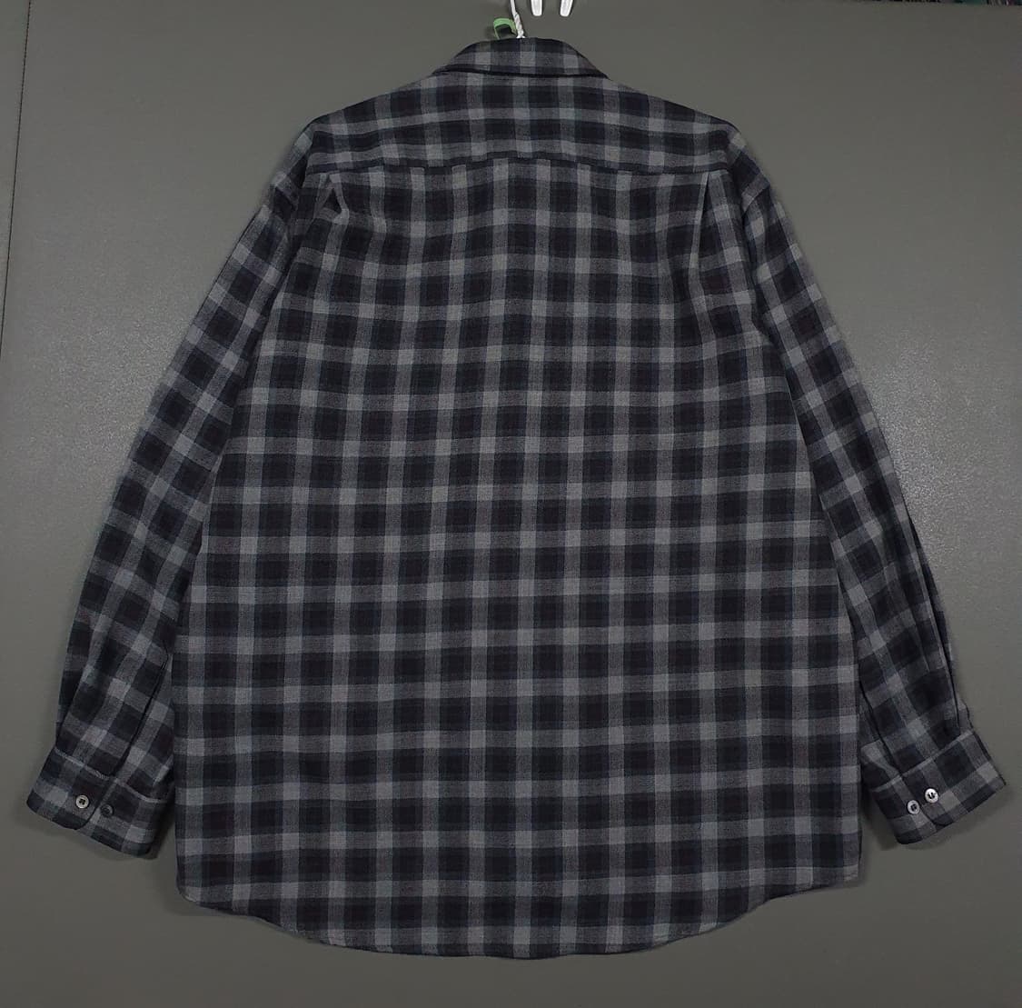 110 (2XL) YSL 입생로랑 울 모 체크 셔츠 그레이 빅사이즈 희귀 상품이미지8