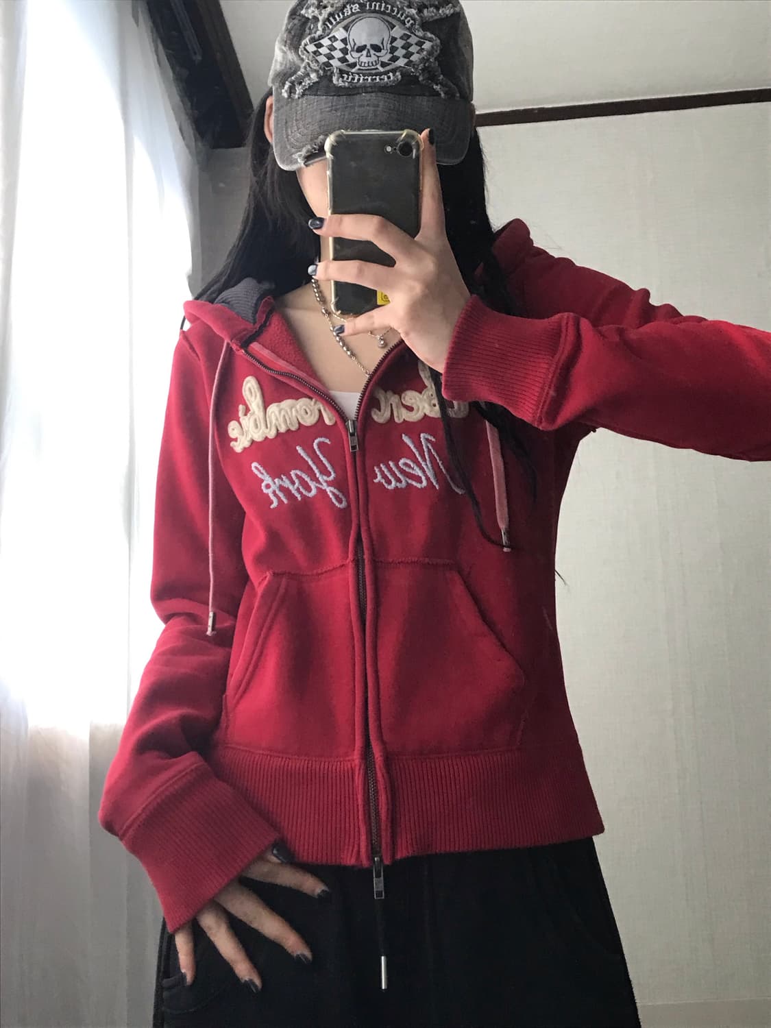 아베크롬비 딥레드 투웨이 후드집업 상품이미지1