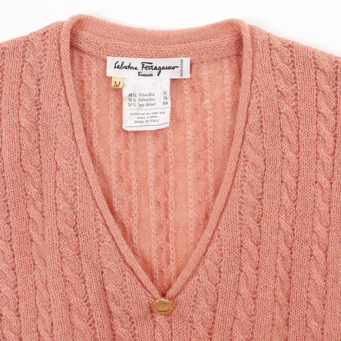 페라가모 Ferragamo 모헤어 핑크 꽈배기 니트 베스트 상품이미지3