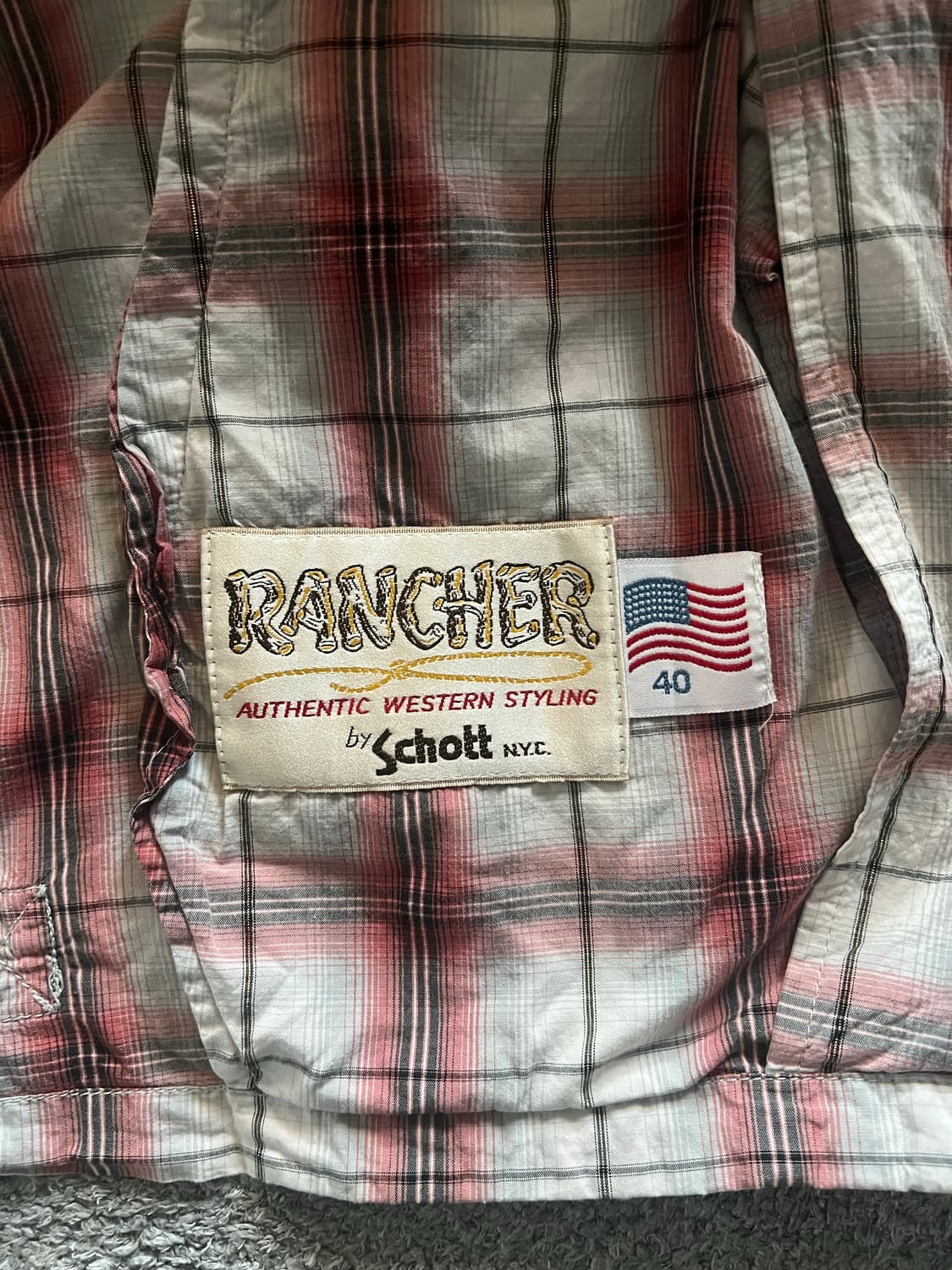 90s USA제 쇼트 Schott 오리지널 웨스턴 체크 자켓 상품이미지6